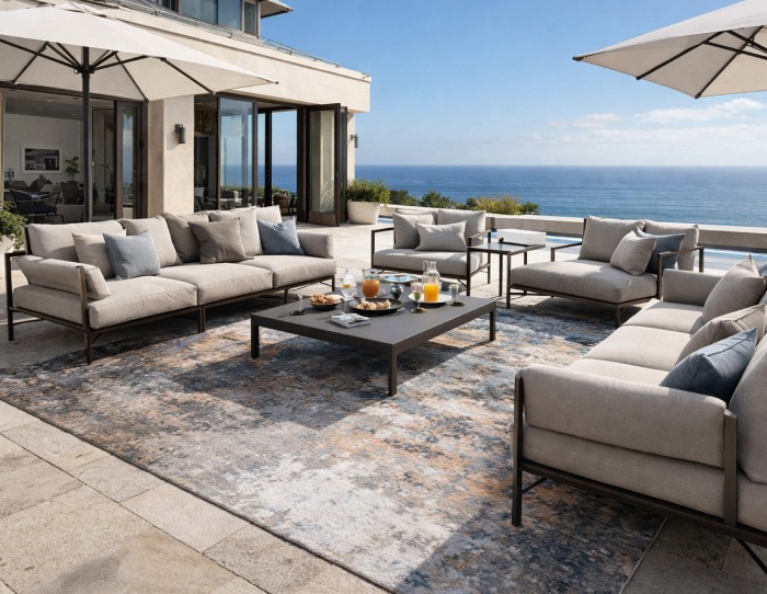 Distressed outdoor rugs